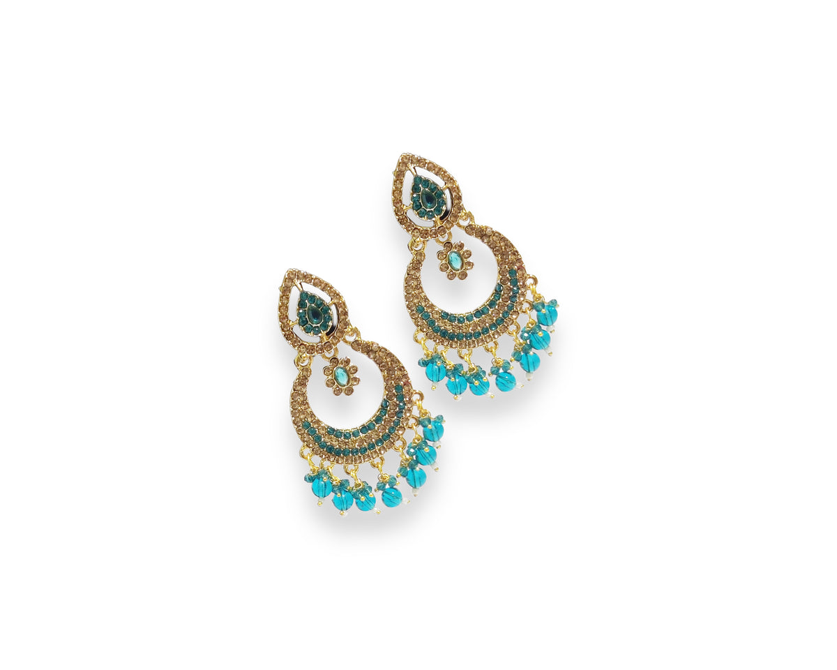 Elegant Turquoise Chandbali drop earrings