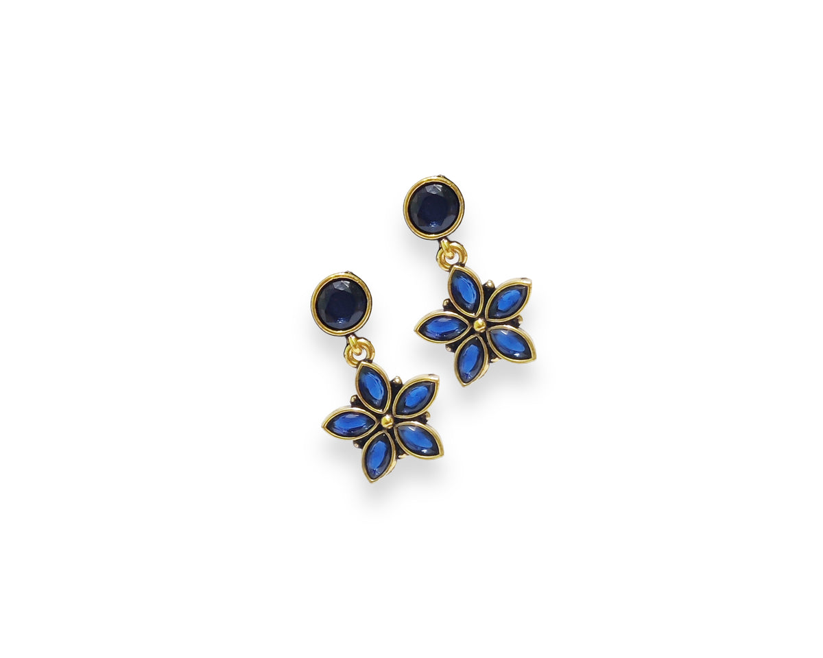 Royal Blue Floral Drop Earrings