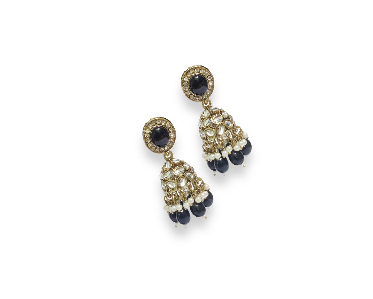 Kundan Drop Black Stone Jhumka