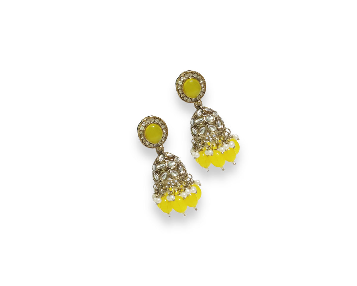 Sunshine Kundan Pearl Drop Jhumka