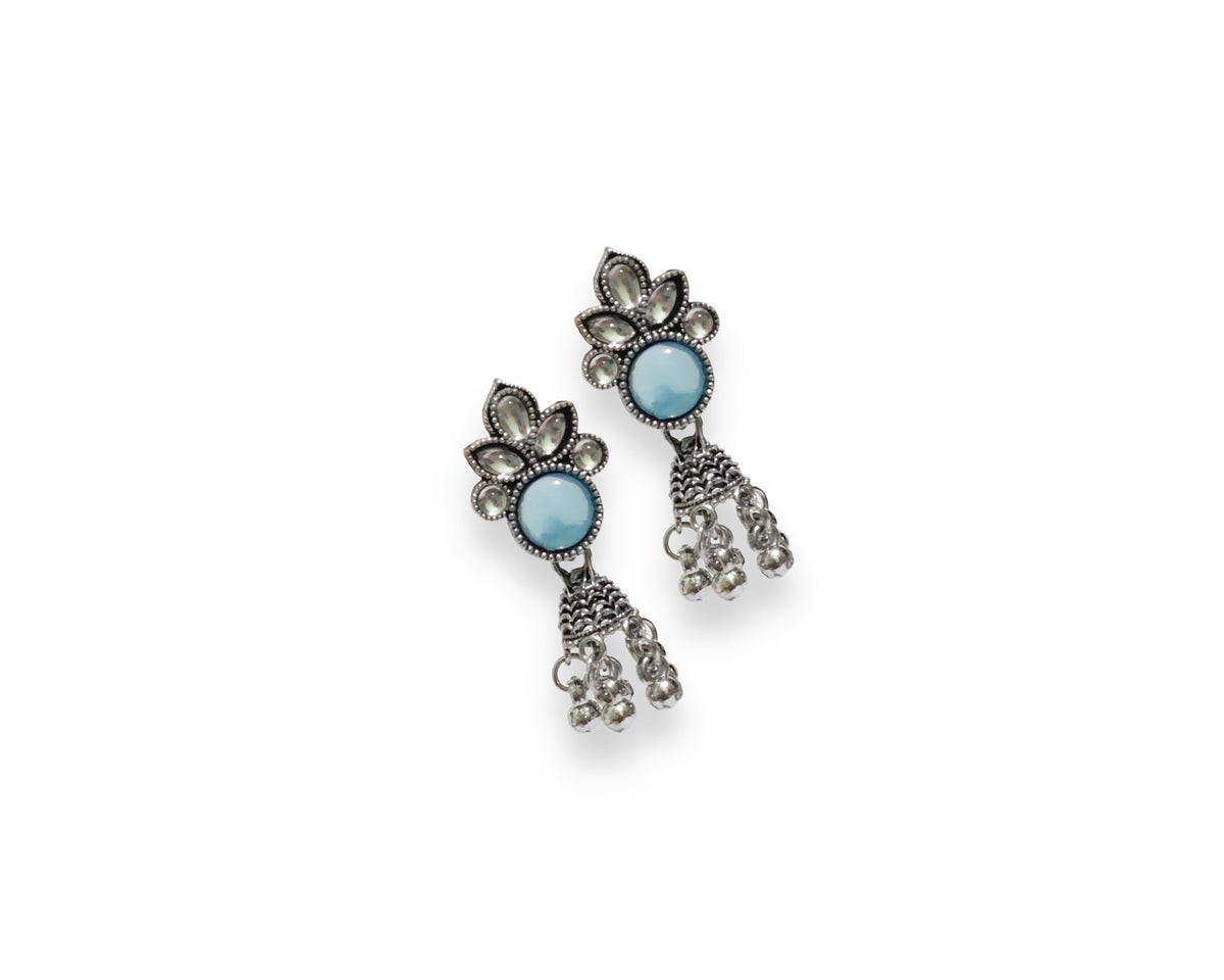 Sky Bloom Oxidised Jhumka