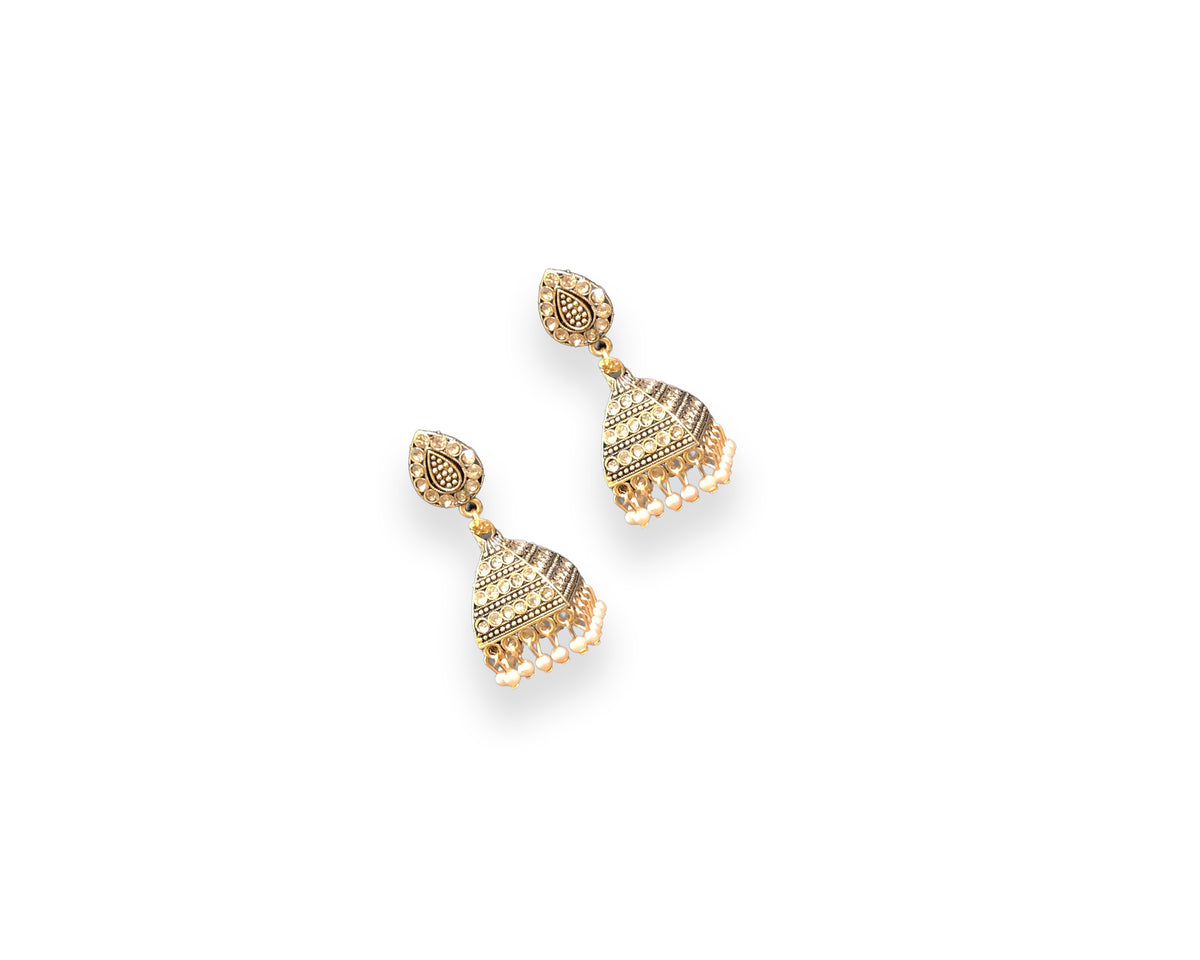 Antique Gold Stone Studded Jhumka