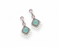 Elegant Aqua Blue Oxidized Silver Drop Earrings