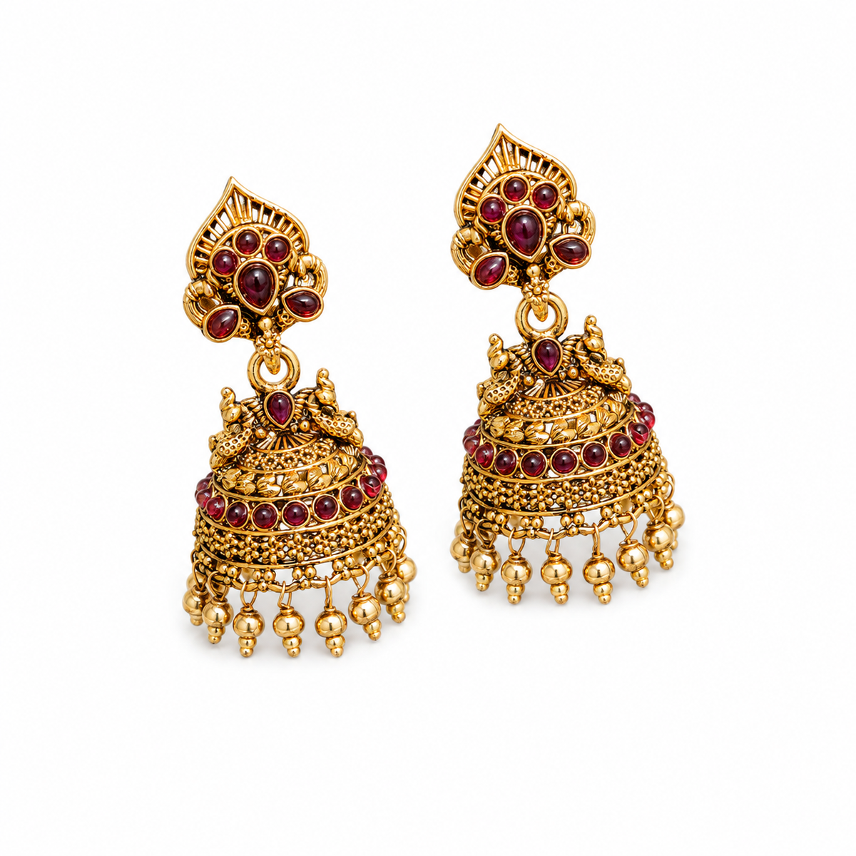 Antique Temple Ruby Jhumka Earrings
