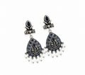 Royal Blue Oxidised Drop Earrings