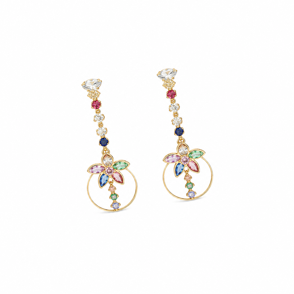 Pastel Bloom Circle Drop Earring