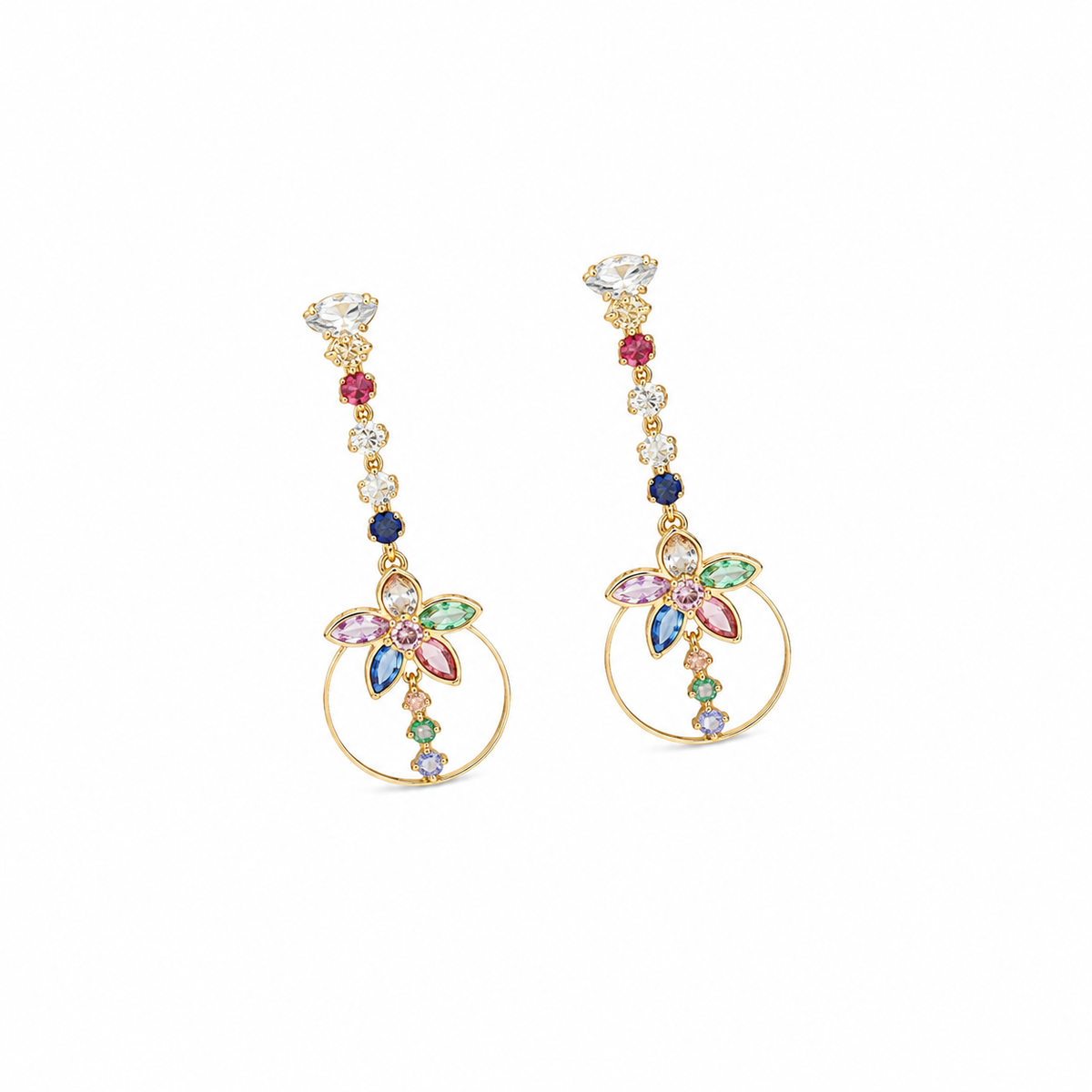 Pastel Bloom Circle Drop Earring