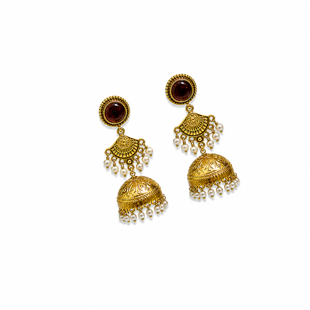 Amber Pearl Dome Jhumka
