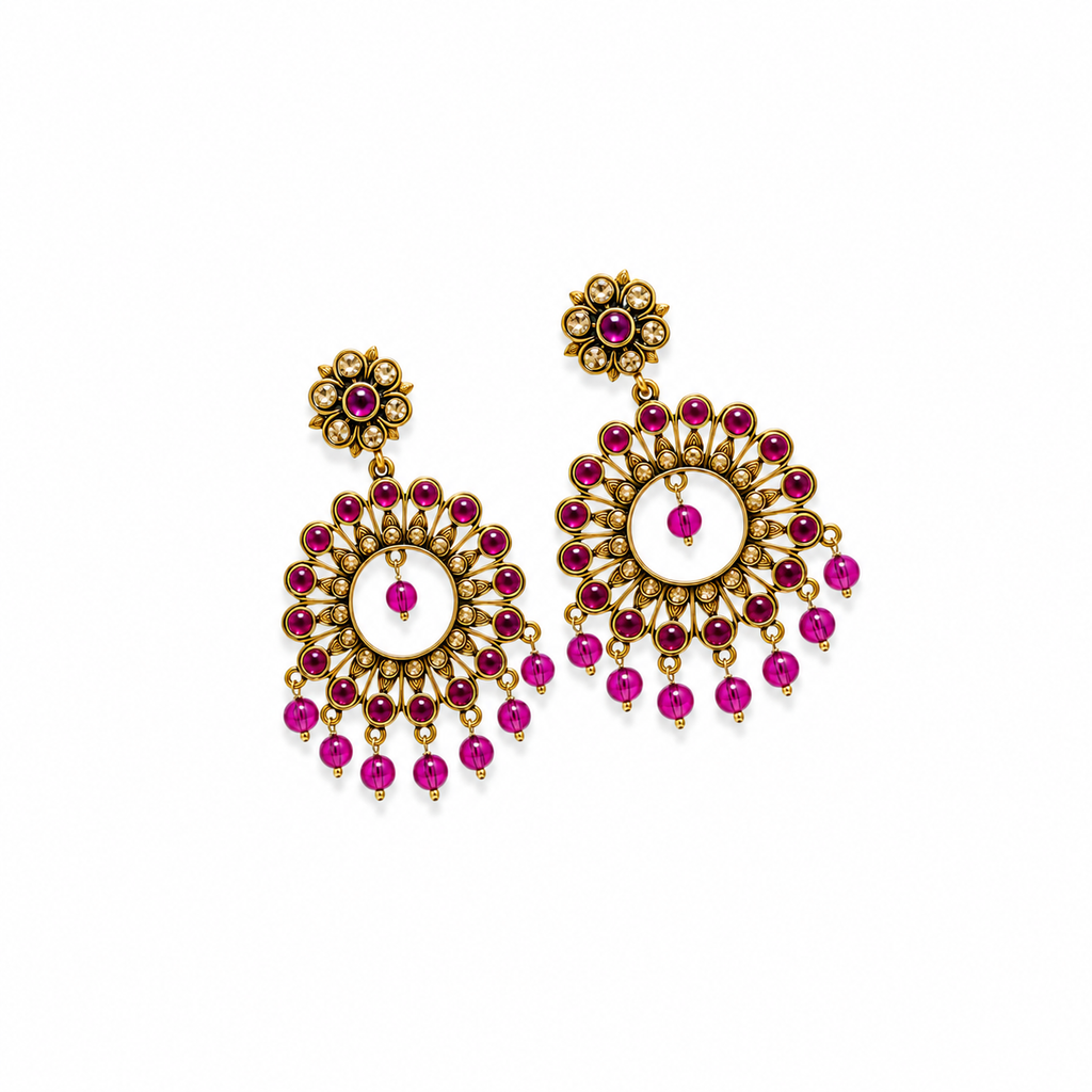 Magenta Bloom Chandbali