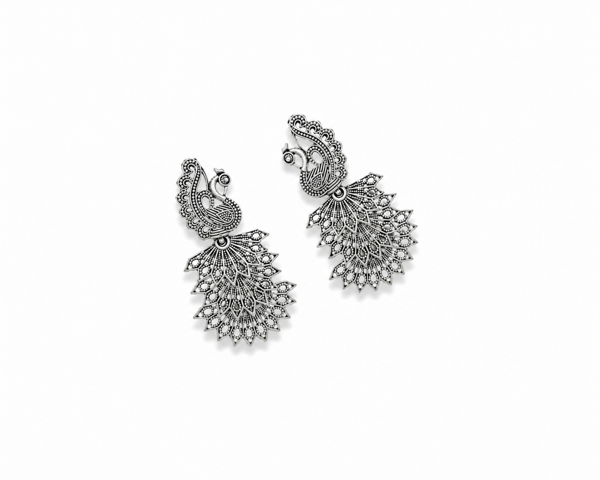 Oxidised Paisley Drop Earring