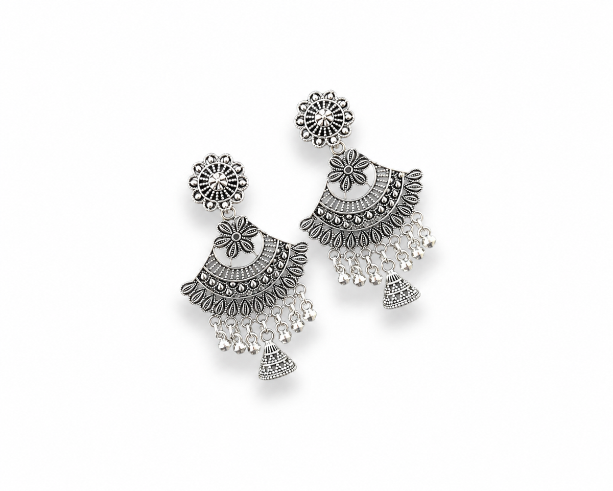 Oxidised Floral Chandbali