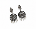 Oxidised Crystal Round Medallion