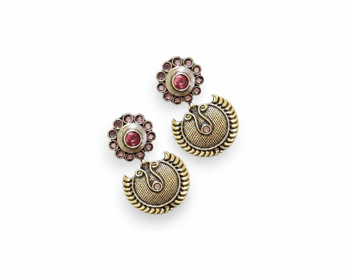 Antique Red Stone Ethnic Dangler Earrings