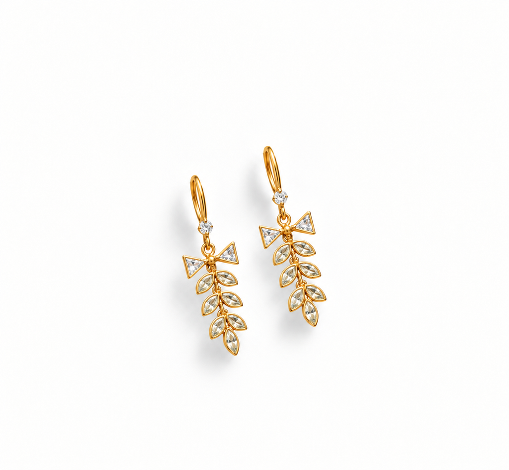 Crystal Leaf Drop Earrings