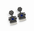 Oxidized Blue Stone Heritage Drop Earrings