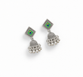 Oxidized Silver Peacock Feather Jhumka