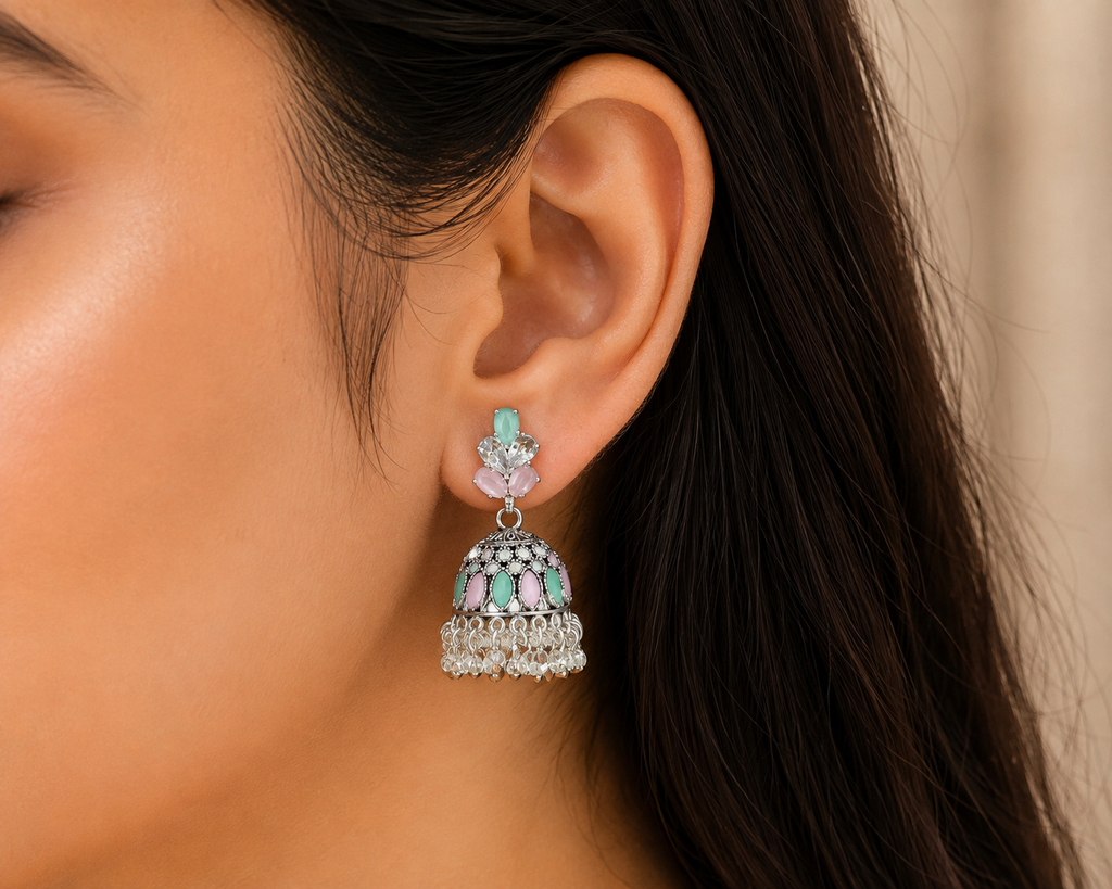 Pastel Bloom Oxidised Jhumka