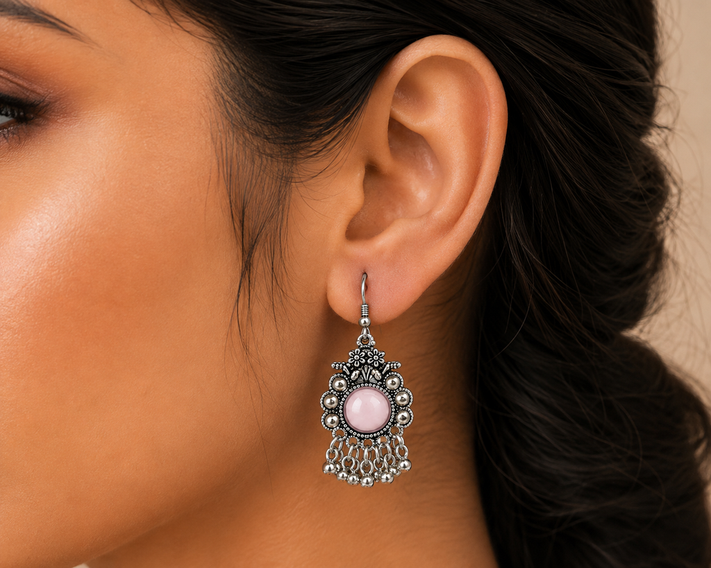 Blush Oxidised Hoop Earrings