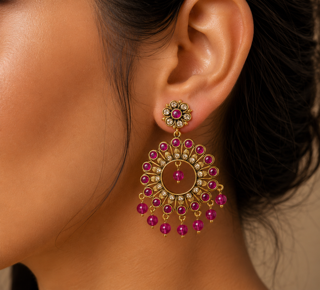 Magenta Bloom Chandbali