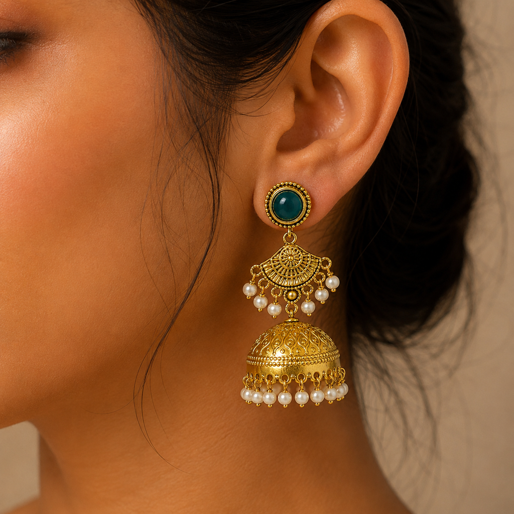 Light Blue Dome Jhumka