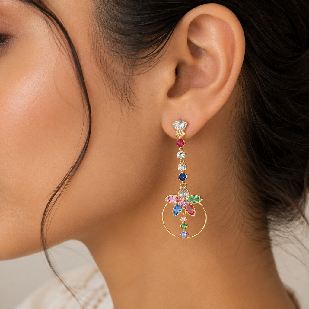 Pastel Bloom Circle Drop Earring
