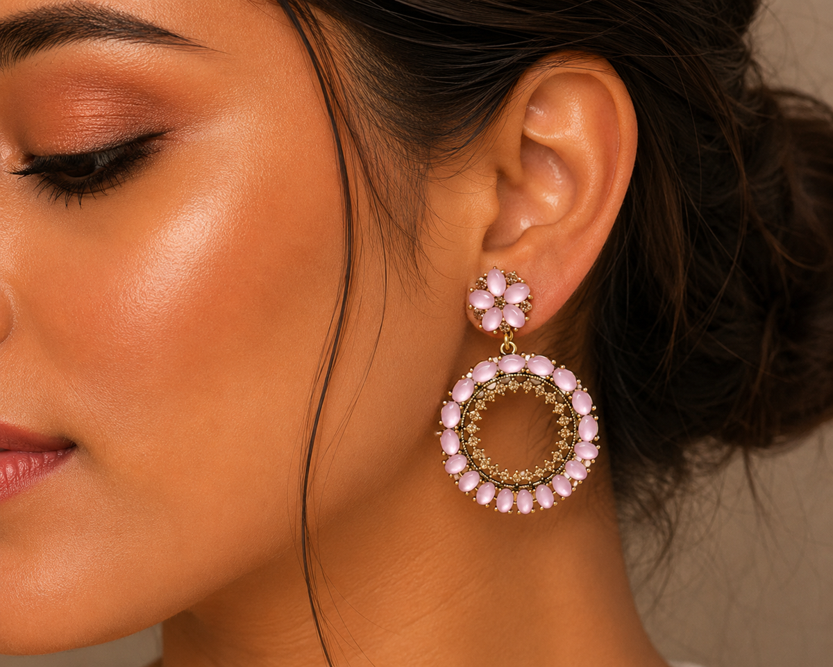Blush Bloom Pink Stone Earrings