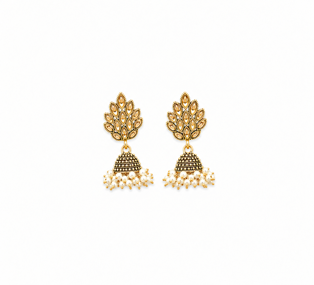 Antique Leaf Motif Jhumka