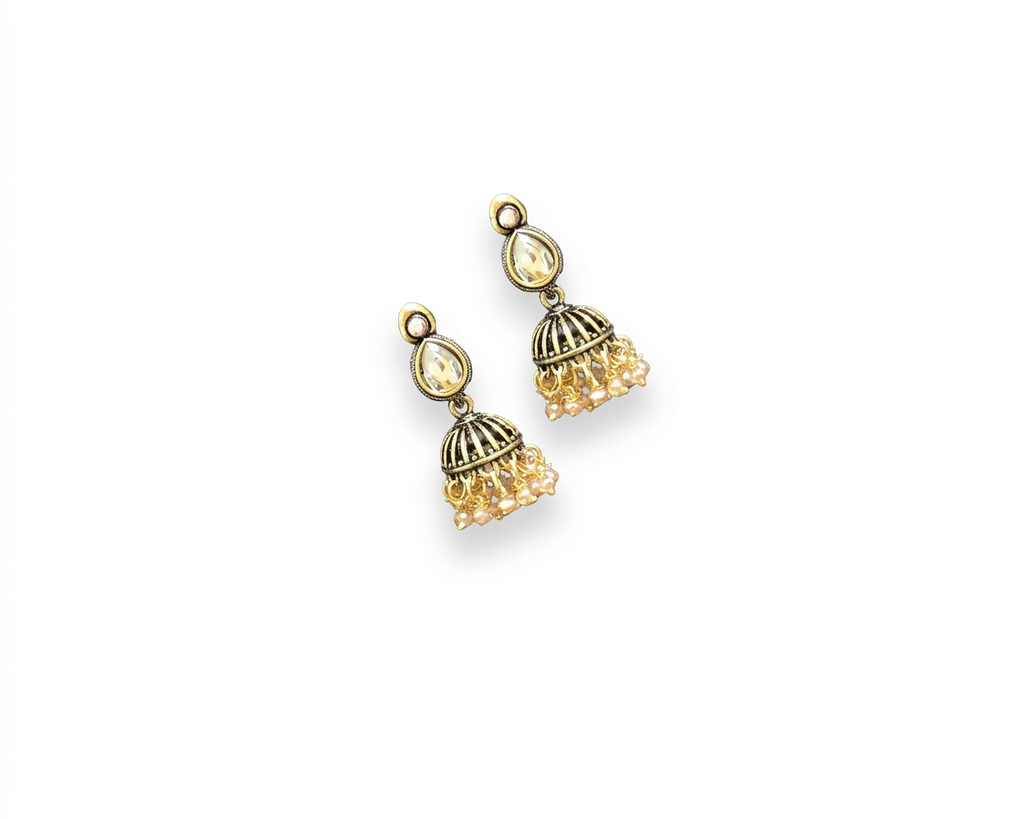 Golden Teardrop Stone Jhumka