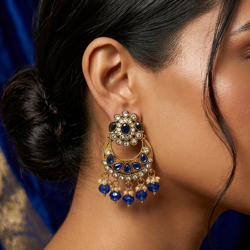 Royal Blue Stone Chandbali