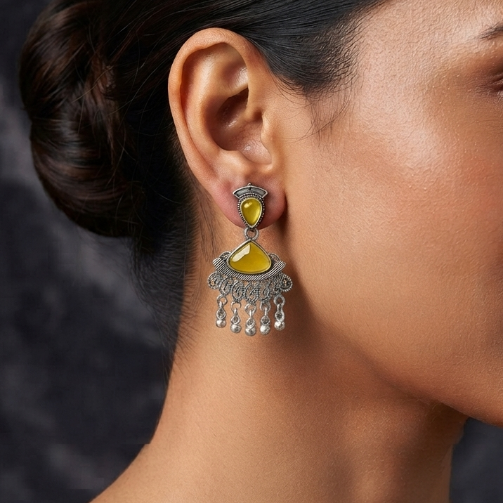 Odidized Yellow Stone Drop Earrings