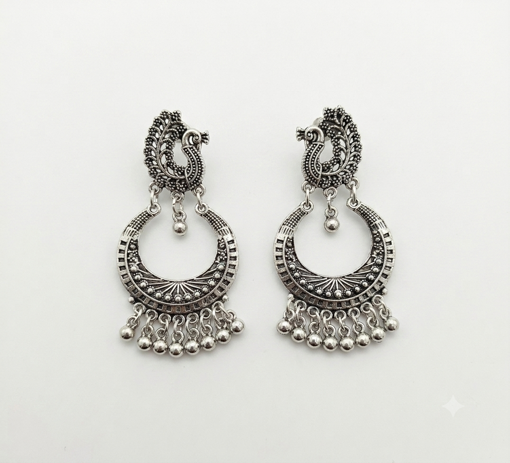 Elegant Peacock Chandbali Earrings