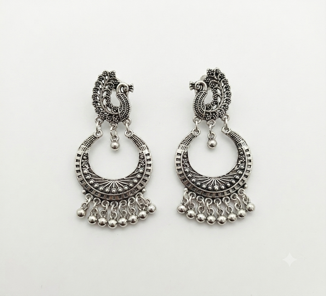 Elegant Peacock Chandbali Earrings