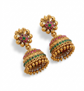 Antique Floral Multicolor Stone Jhumka