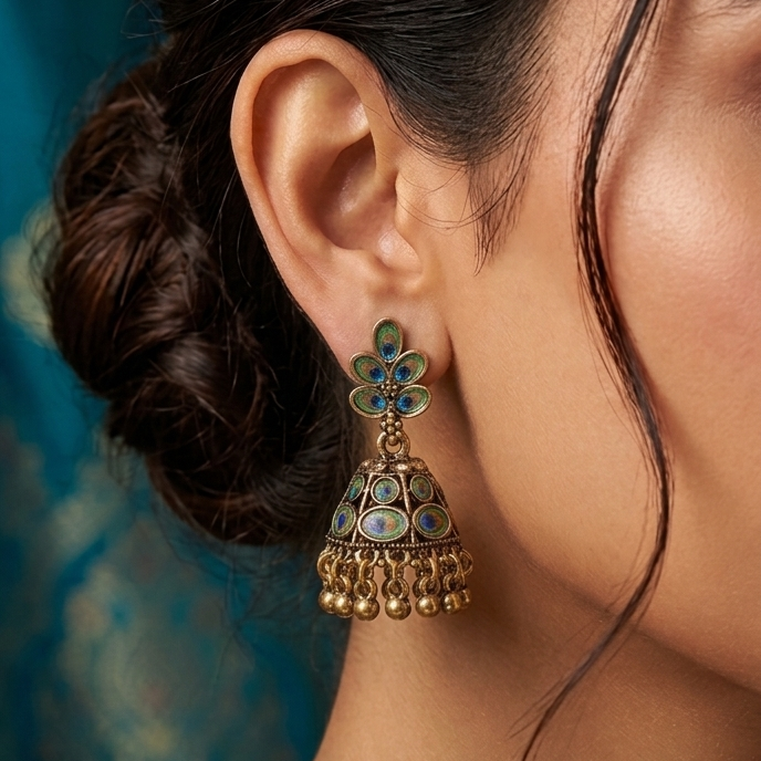 Peocock Feather Jhumka