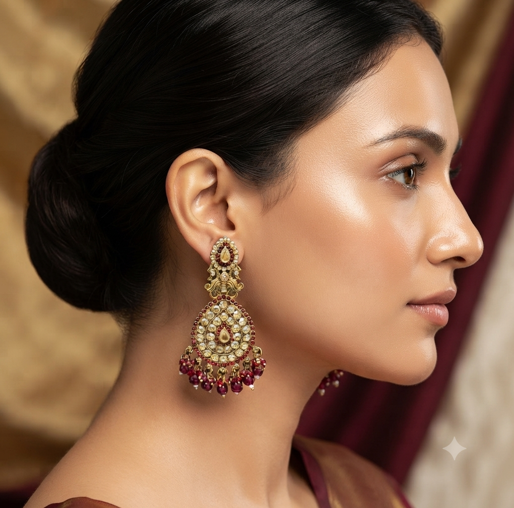Royal Maroon Drop Earrings
