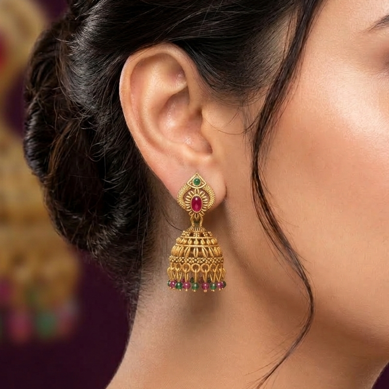 Antique Matte Finish Jhumka