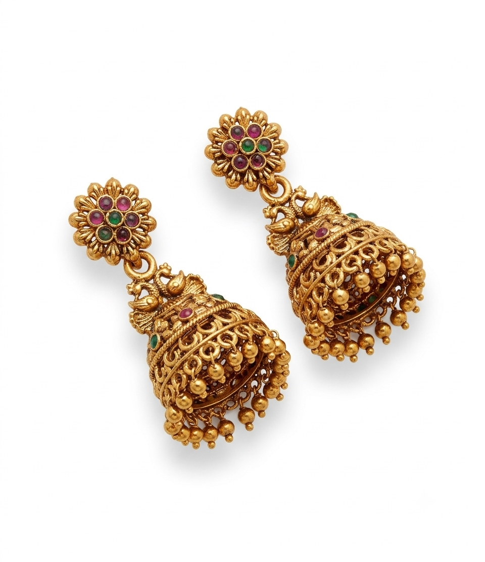 Antique Multicolor Floral Jhumka