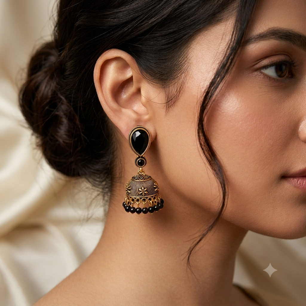 Black Stone Jhumka