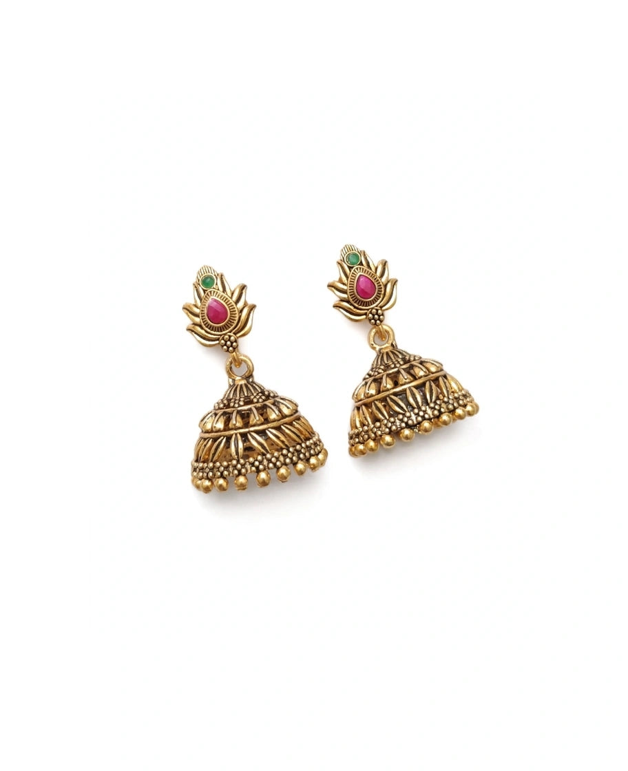 Antique Floral Gold Jhumka