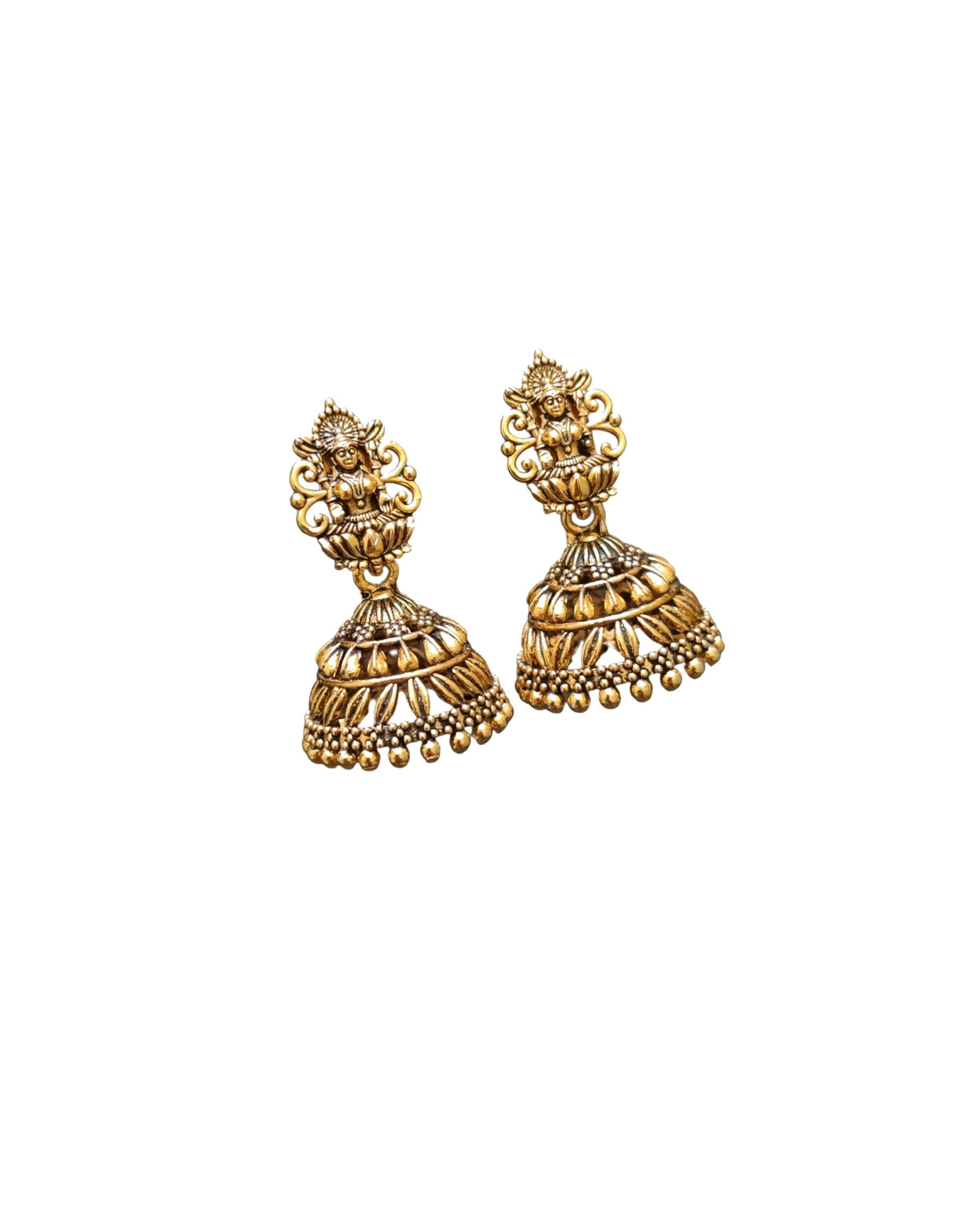 Antique Gold Lakshmi Jhumka