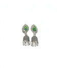 Oxidized Silver Peacock Feather Jhumka