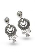 Oxidised Silver Floral Drop Earrings