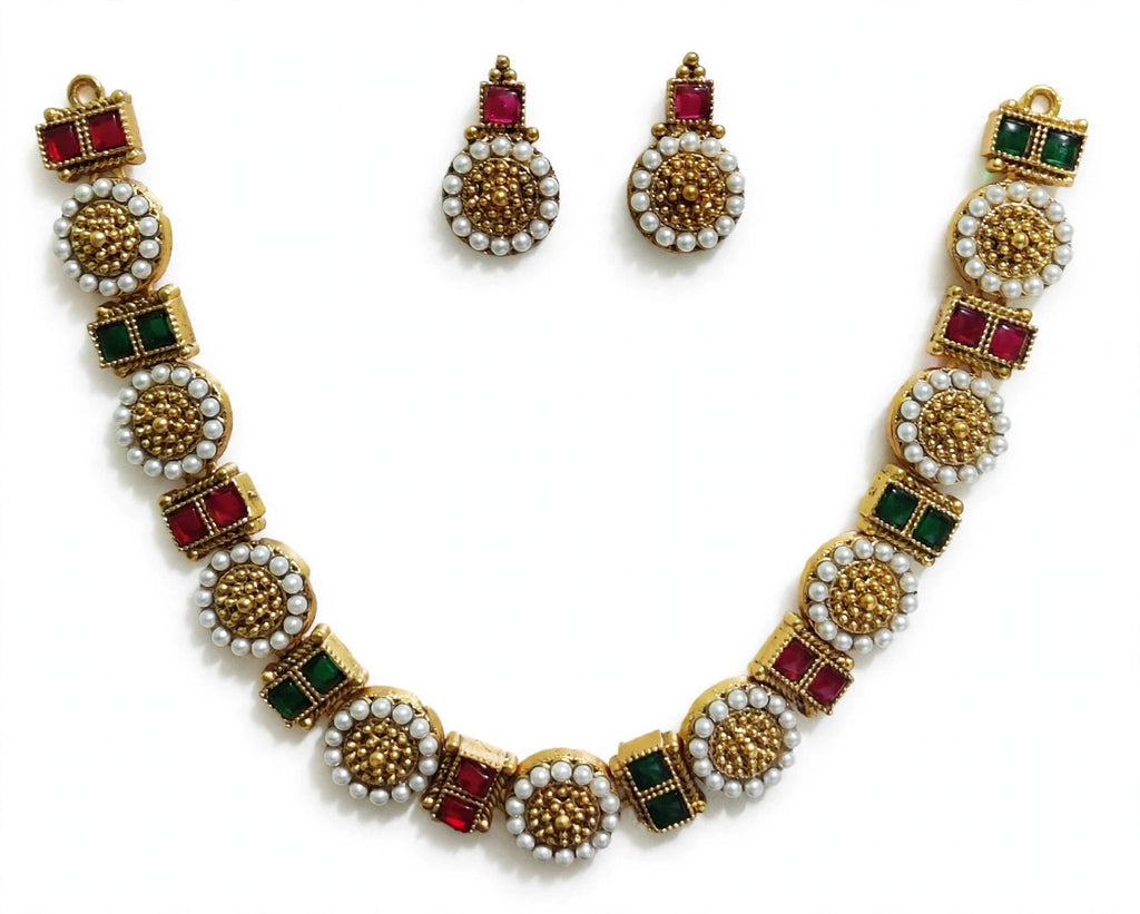 Pearl Beaded Festive Necklace Set