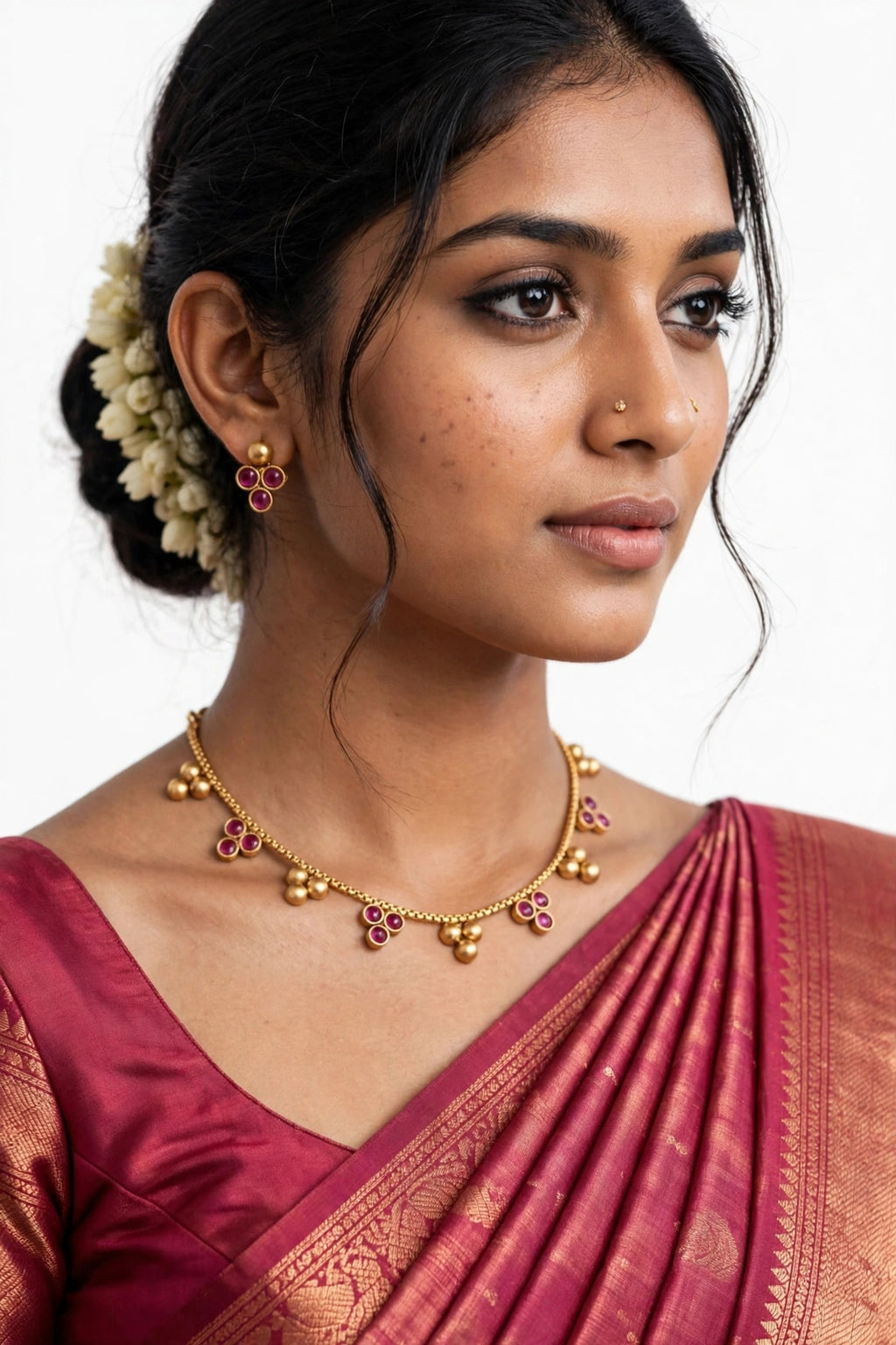 Matte Gold Elegant Necklace Set