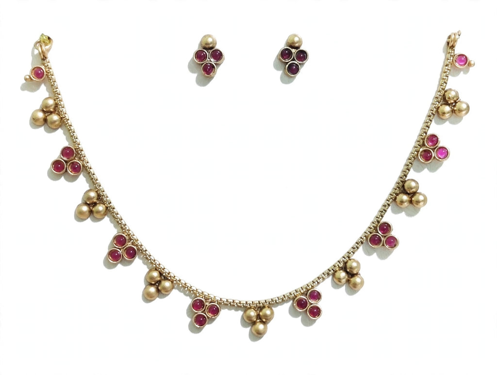 Matte Gold Elegant Necklace Set