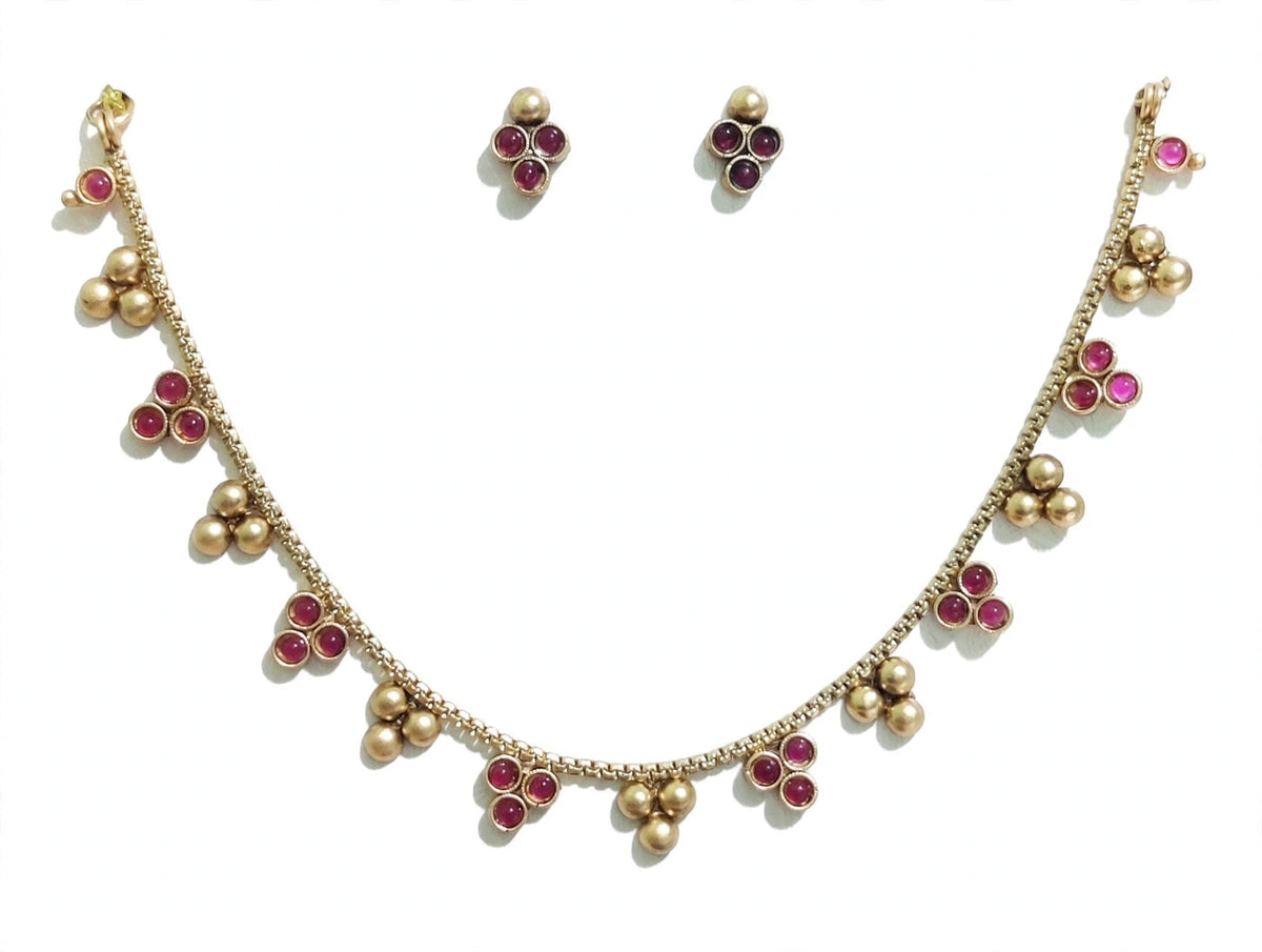 Matte Gold Elegant Necklace Set