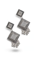 Oxidised Silver Square Drop Earring
