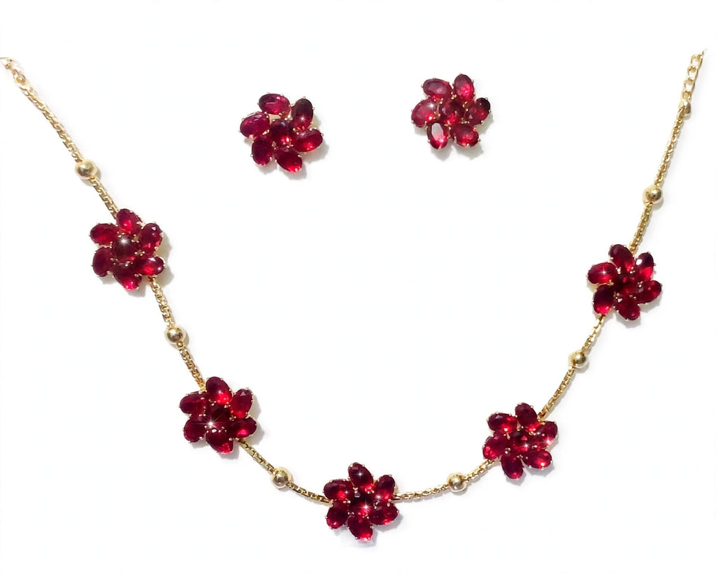 Ruby Floral Necklace Set