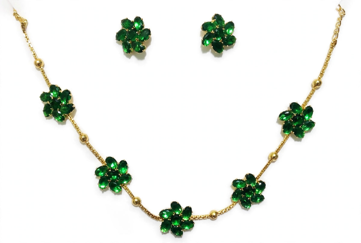 Emerald Green Floral Necklace Set