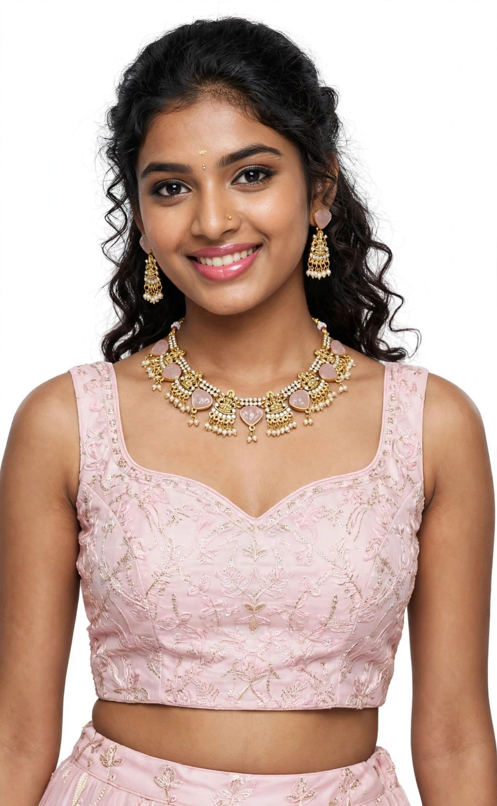 Rose Quartz Lakshmi Festive Necklace Set